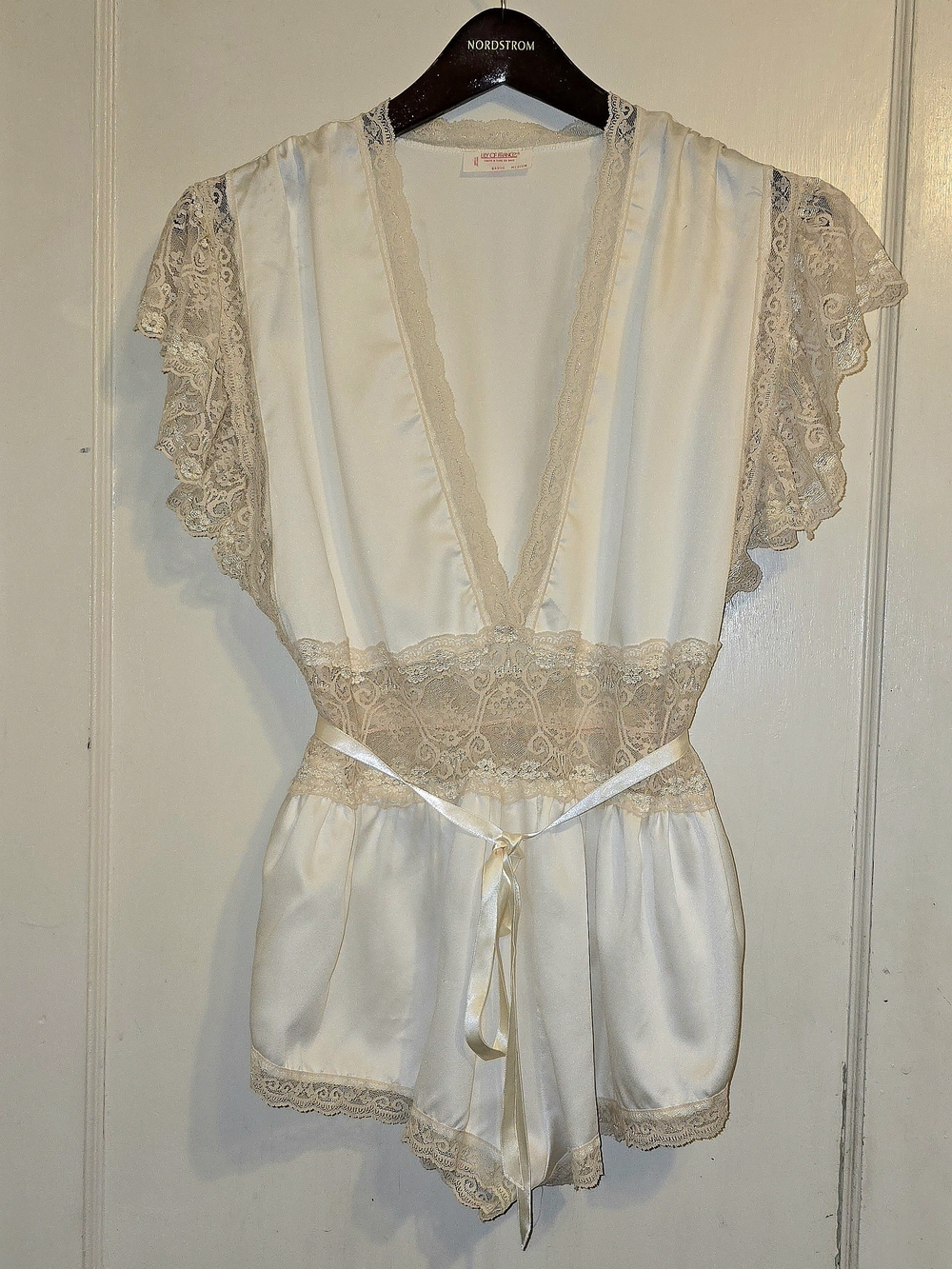VTG Lily of France Ivory Satin Lace-Trim Lingerie Romper M - Picture 2 of 8